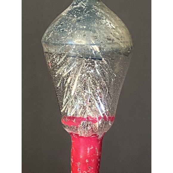 Vintage RARE Unsilvered Clip-On Glass Christmas Ornament Lamp Post W Tinsel 4” - Picture 11 of 16